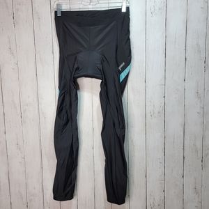 NOOYME Women's Black Turquoise Cycling Pants Padded Size XL Zip Ankle.
